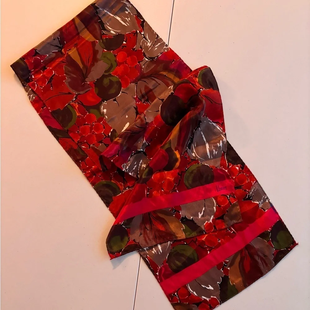 VINTAGE: Honey | rectangular floral print silk scarf
